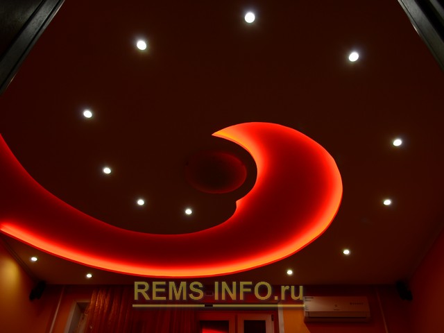 Фото потолка из гипсокартона с подсветкой.