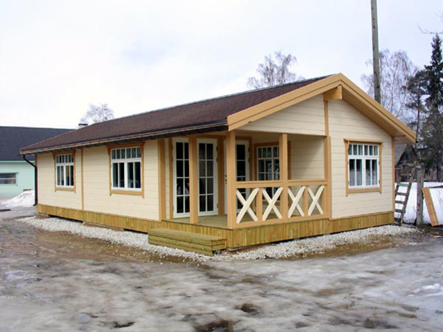 Пример внешнего вида дома с деревянным каркасом.